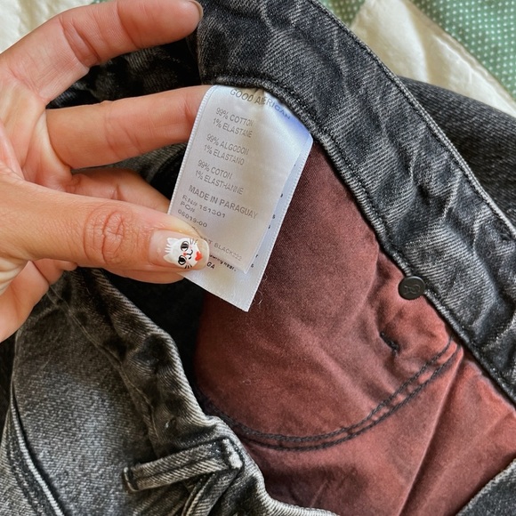 Good American Black Distressed Women's Jeans Flared Hem High Rise size 16 NWOT - Picture 5 of 8